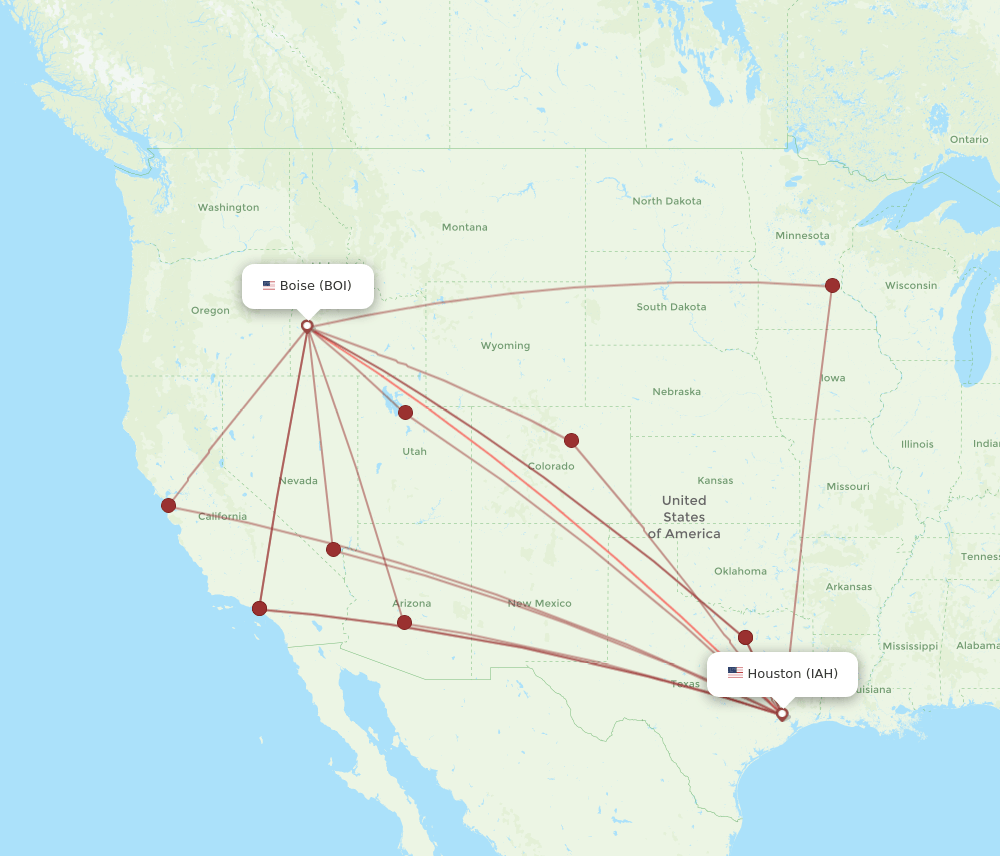 IAH-BOI flight routes