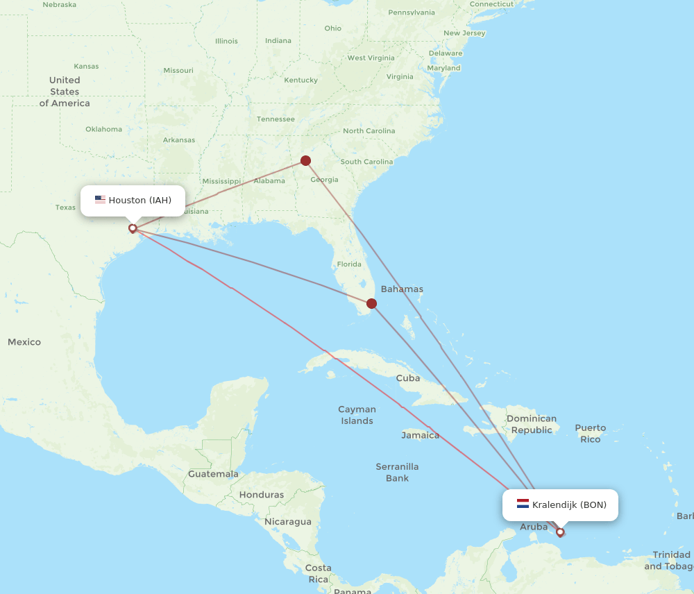 IAH-BON flight routes