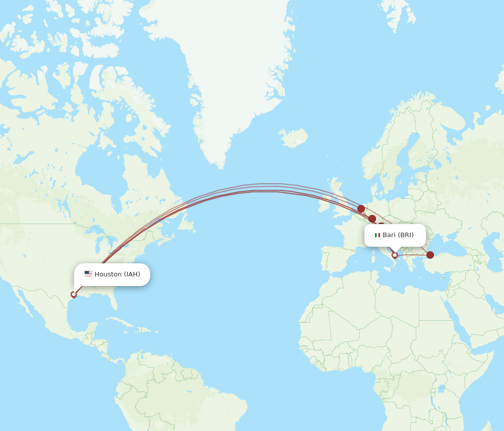 IAH-BRI flight routes
