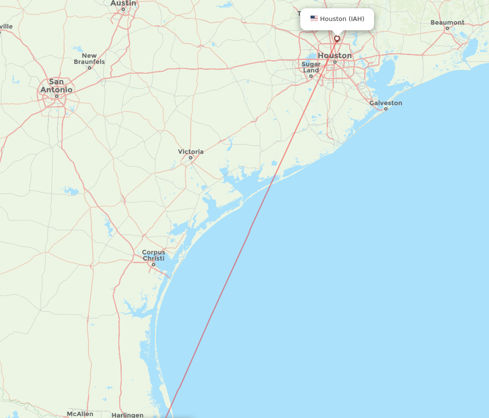 Houston - Brownsville route map and flight paths