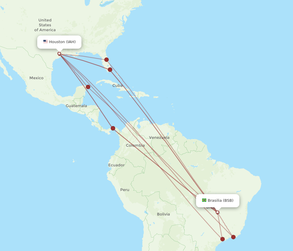 IAH-BSB flight routes