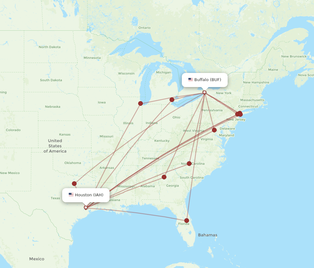 IAH-BUF flight routes