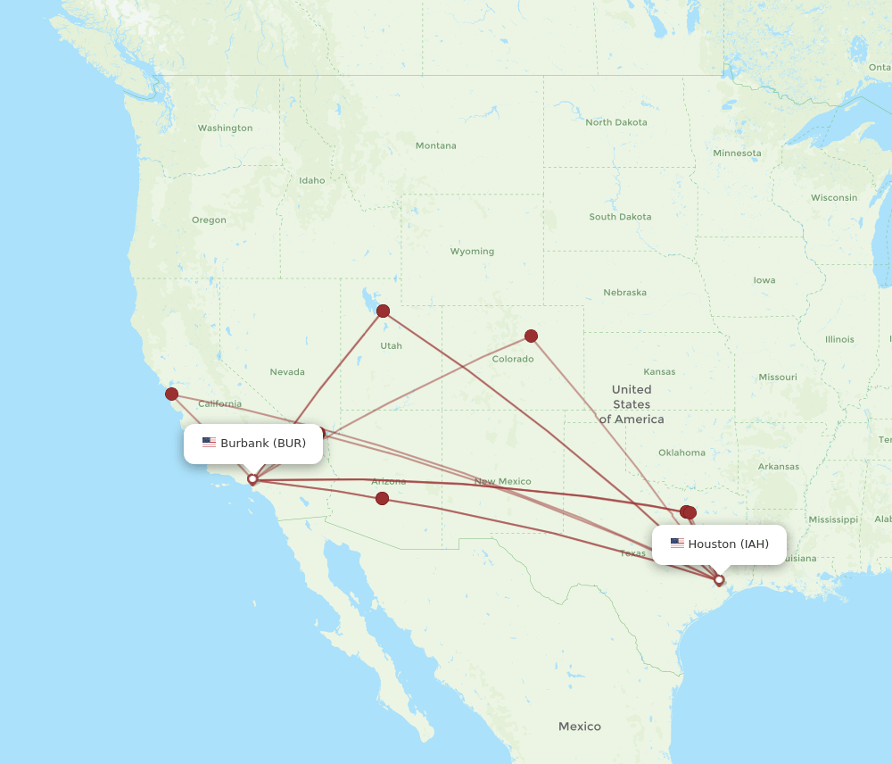 IAH-BUR flight routes