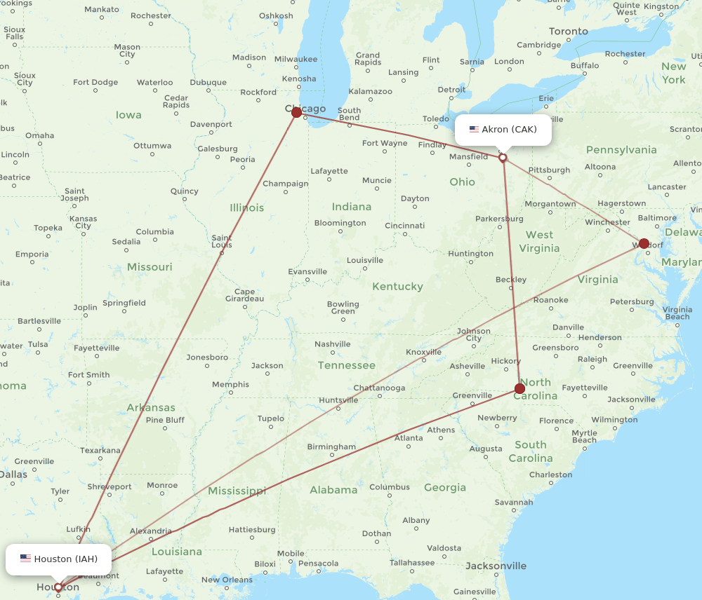 IAH-CAK flight routes