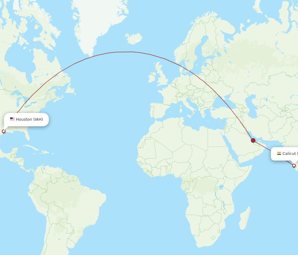 IAH-CCJ flight routes