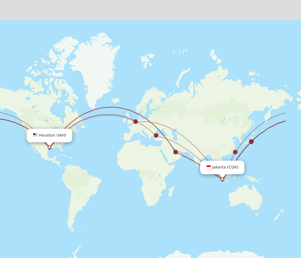 IAH to CGK flights and routes map