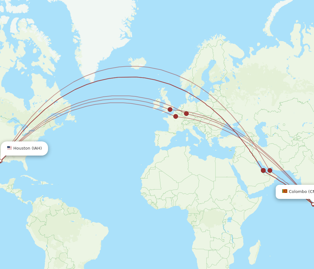IAH-CMB flight routes