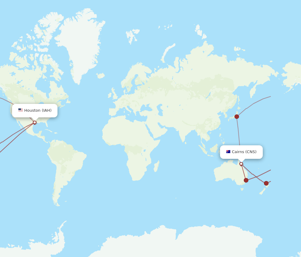 CNS to IAH flights and routes map