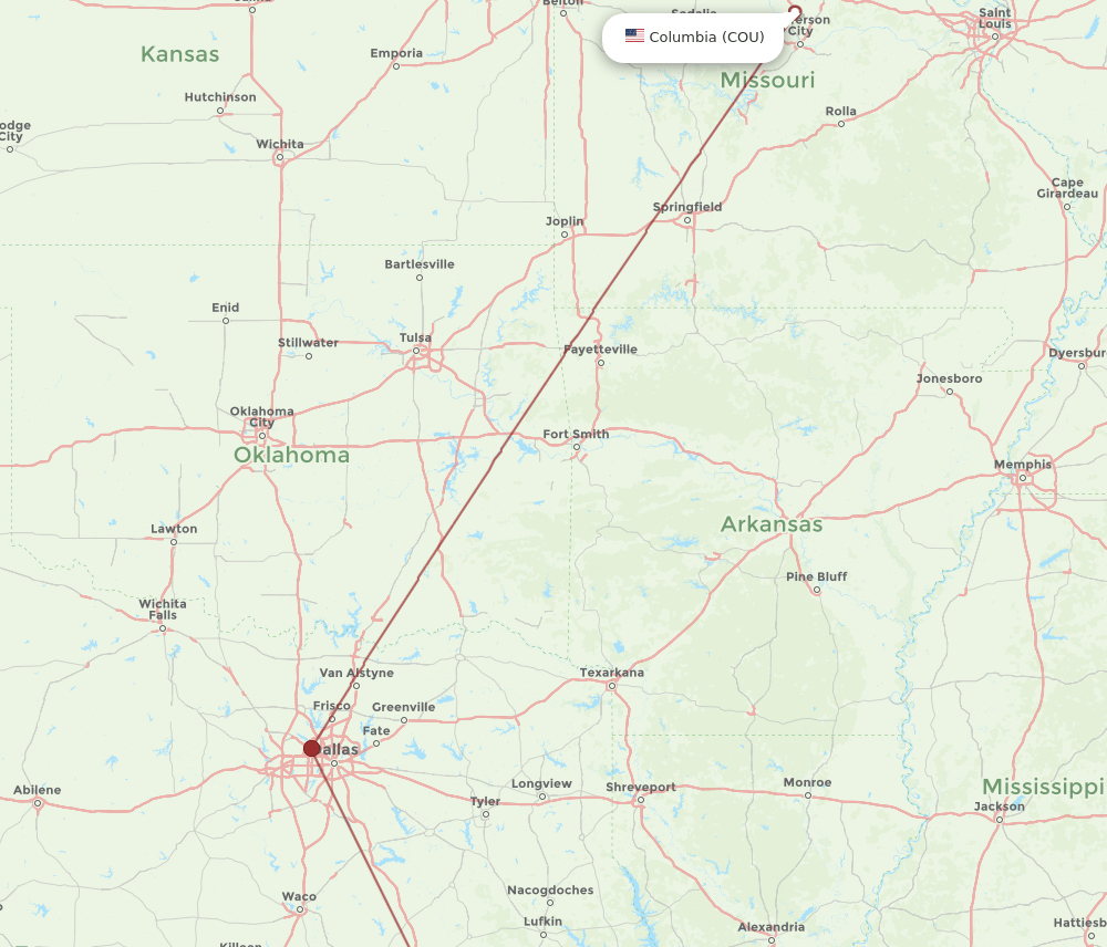 IAH-COU flight routes