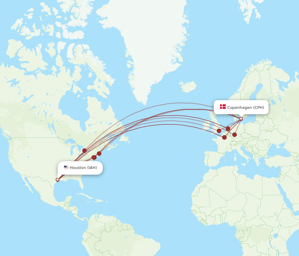 IAH-CPH flight routes