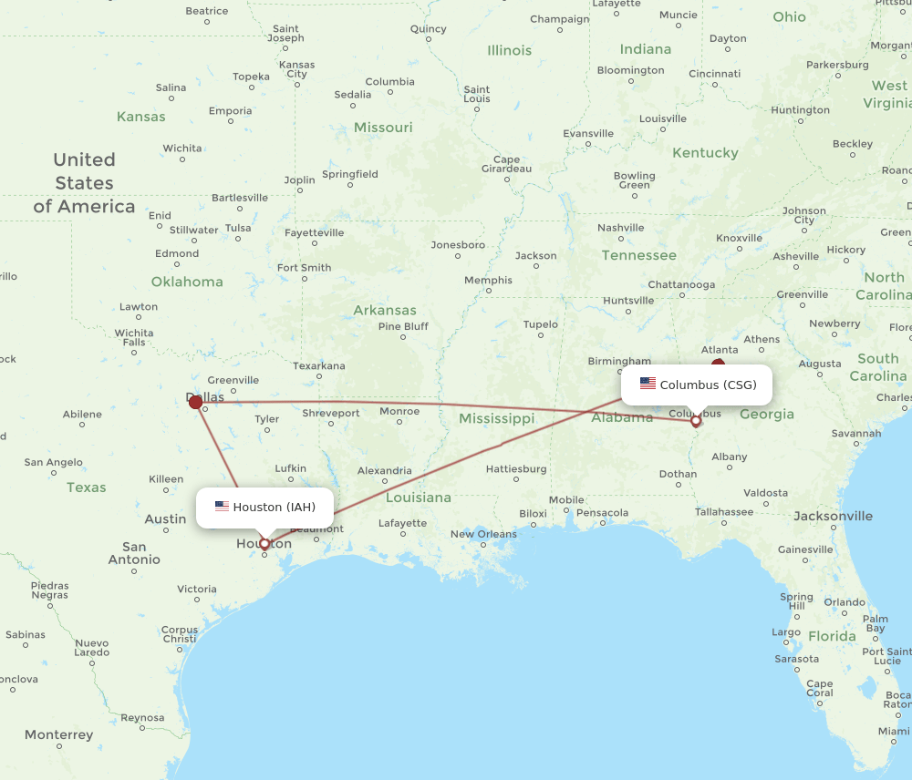 IAH-CSG flight routes