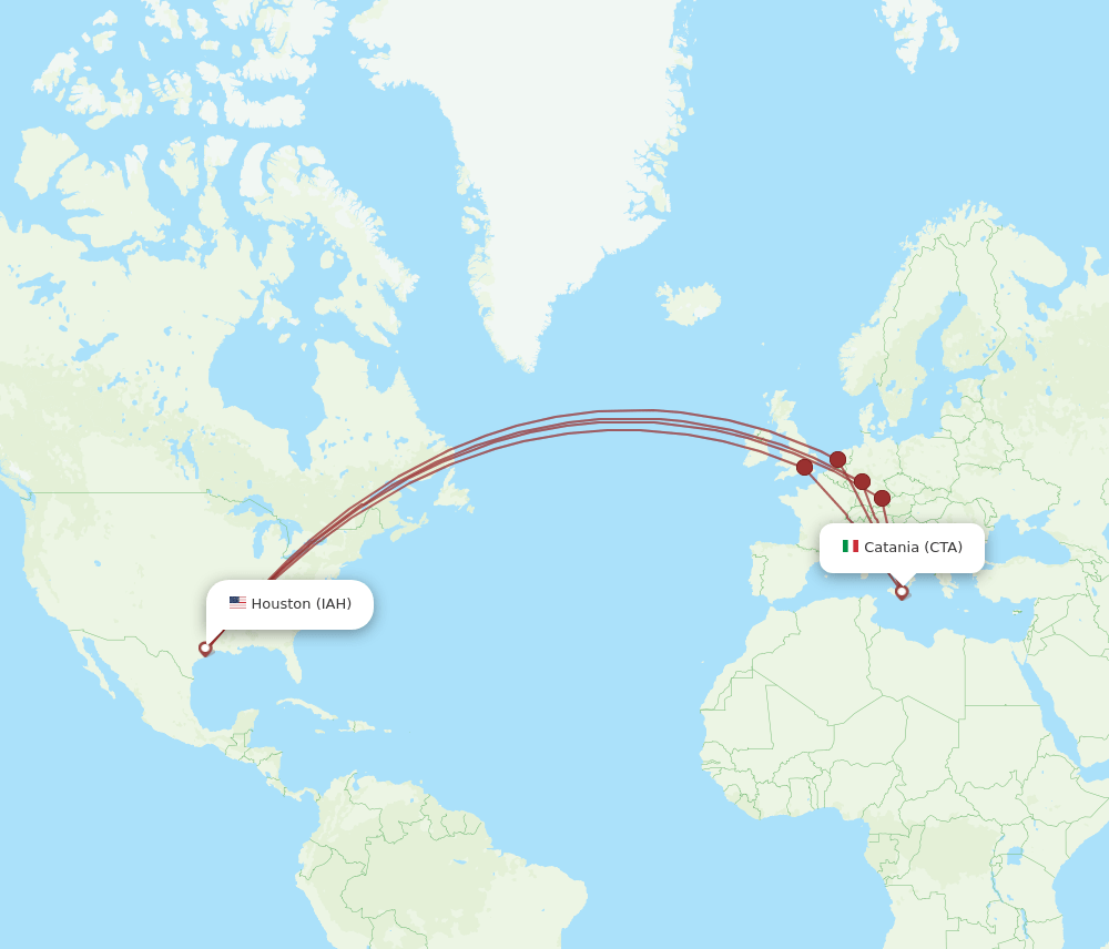 IAH to CTA flights and routes map