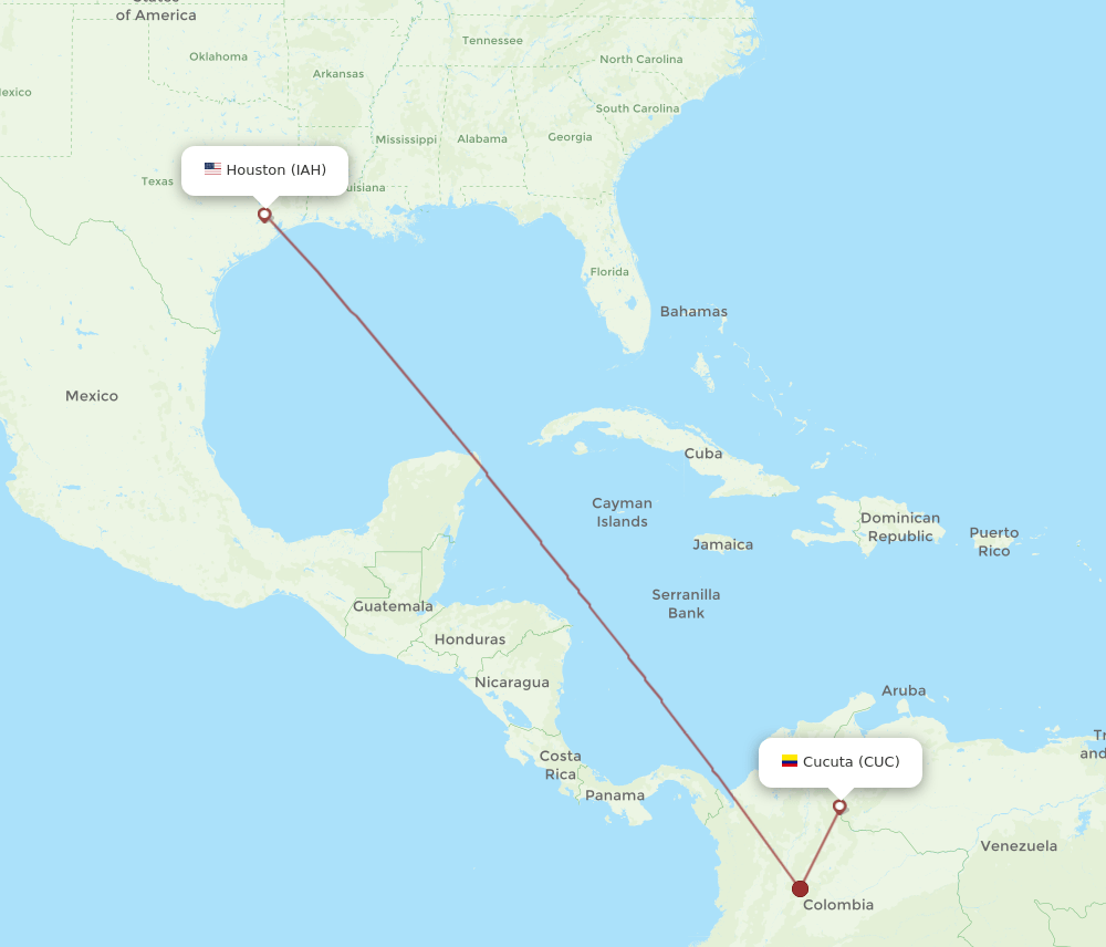 IAH-CUC flight routes