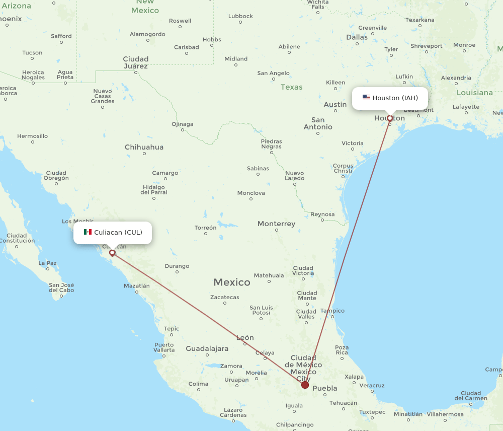 IAH to CUL flights and routes map