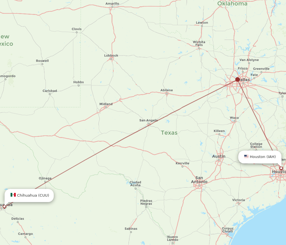 IAH-CUU flight routes