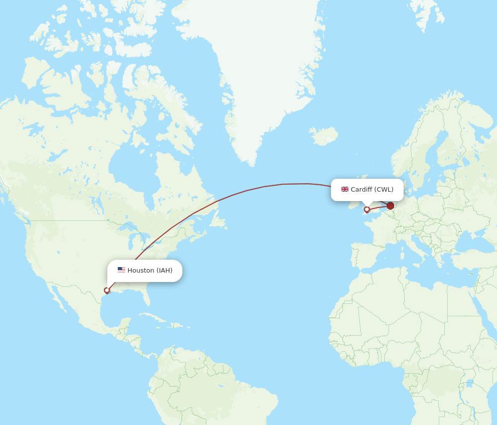 IAH-CWL flight routes