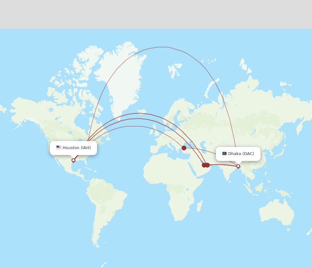 IAH-DAC flight routes
