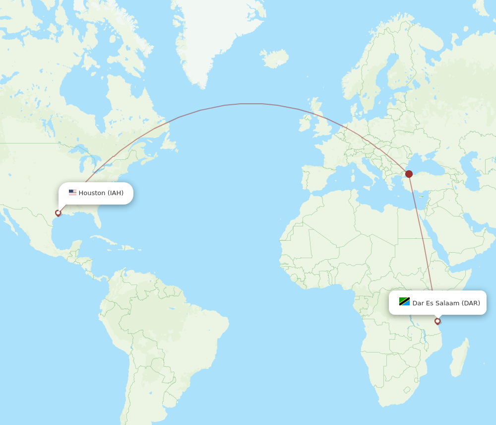 IAH-DAR flight routes