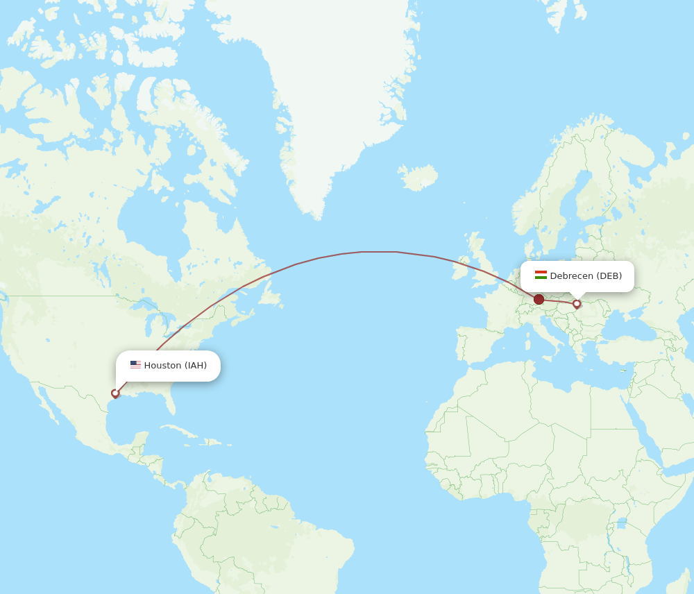 IAH-DEB flight routes