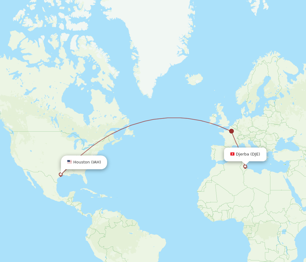 IAH-DJE flight routes
