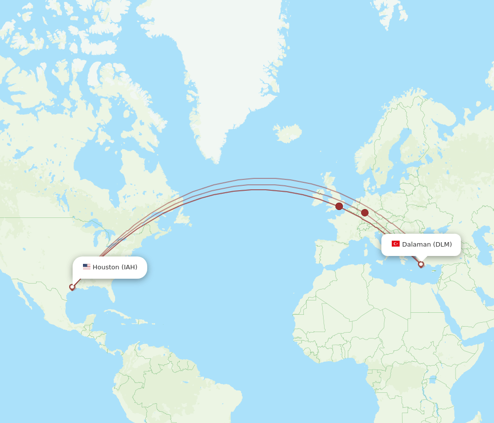 IAH-DLM flight routes
