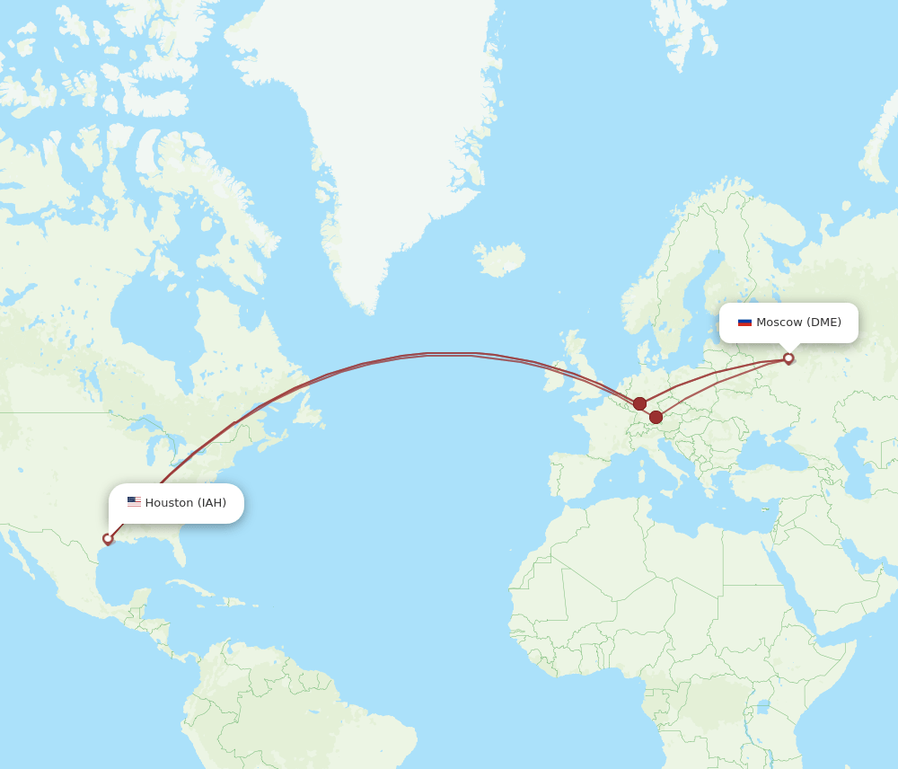 IAH to DME flights and routes map