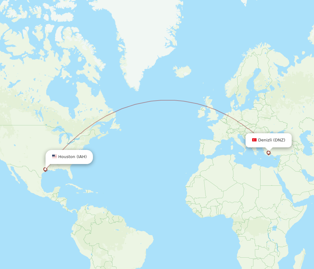 IAH-DNZ flight routes