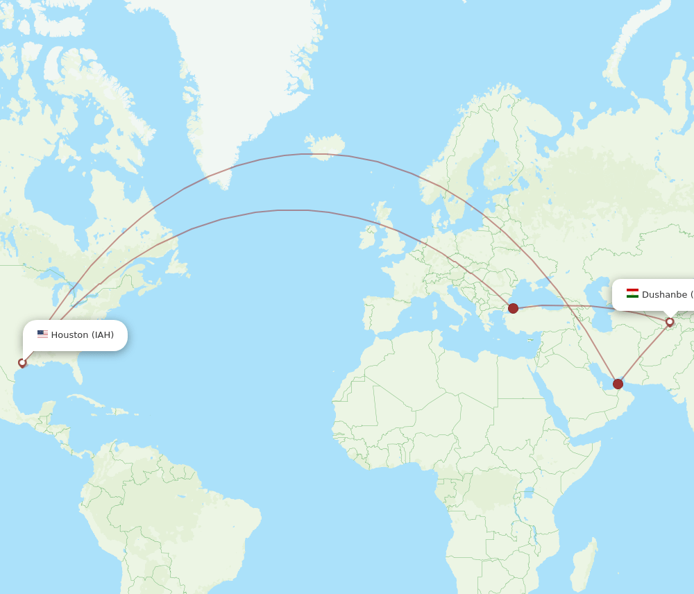 IAH-DYU flight routes