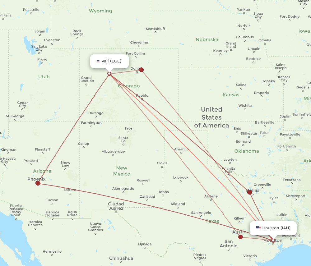 IAH-EGE flight routes