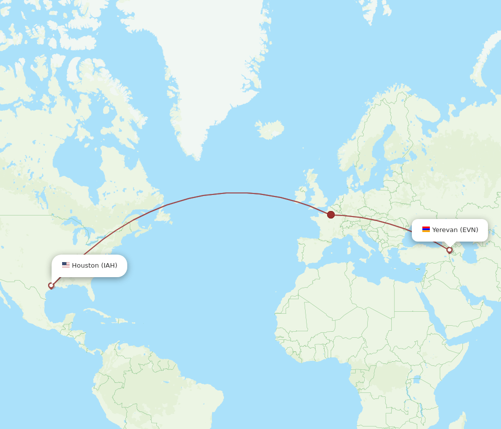 IAH to EVN flights and routes map