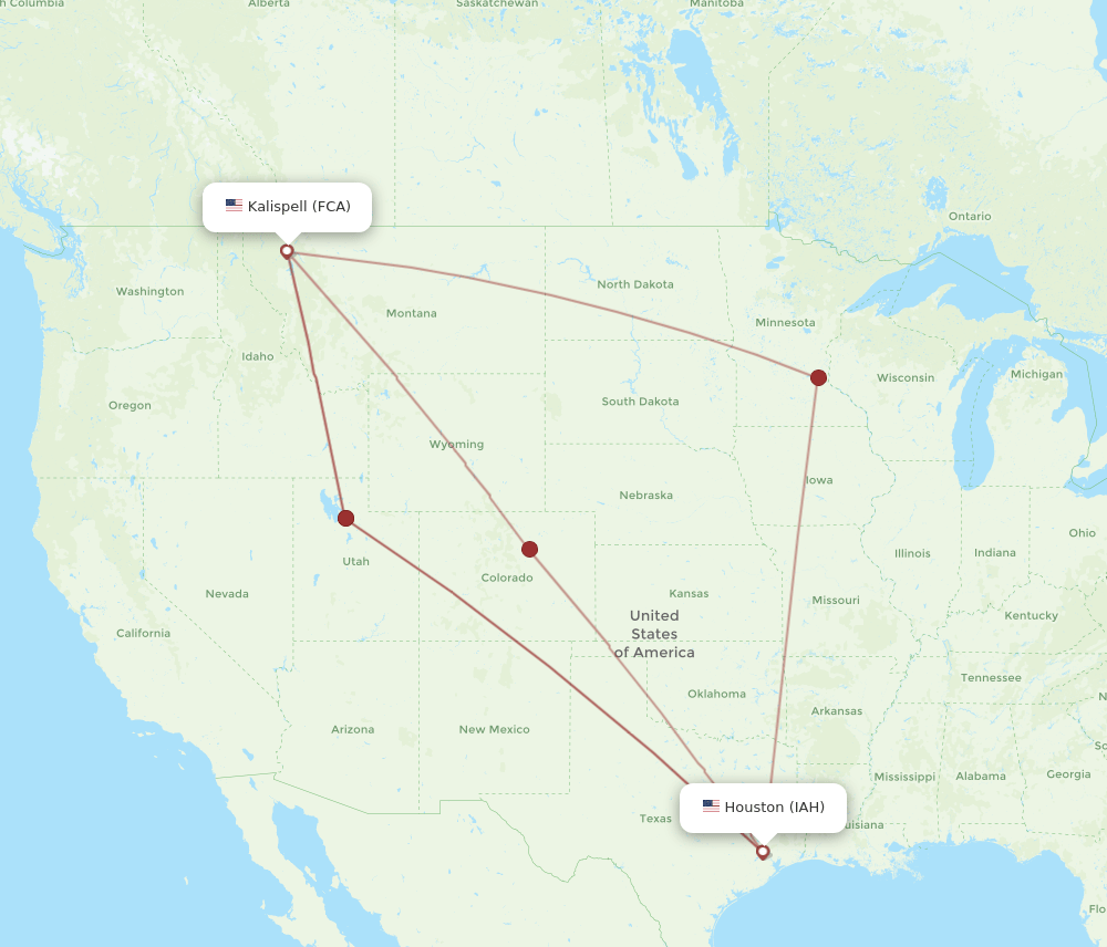 IAH-FCA flight routes