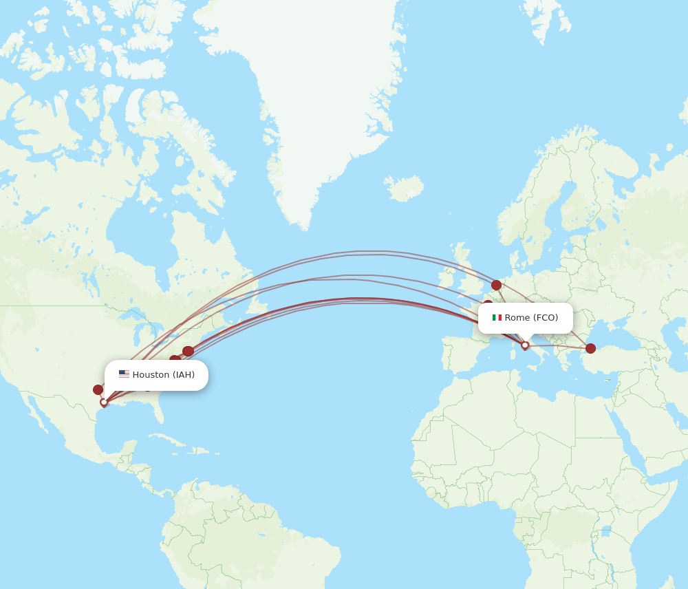 IAH-FCO flight routes