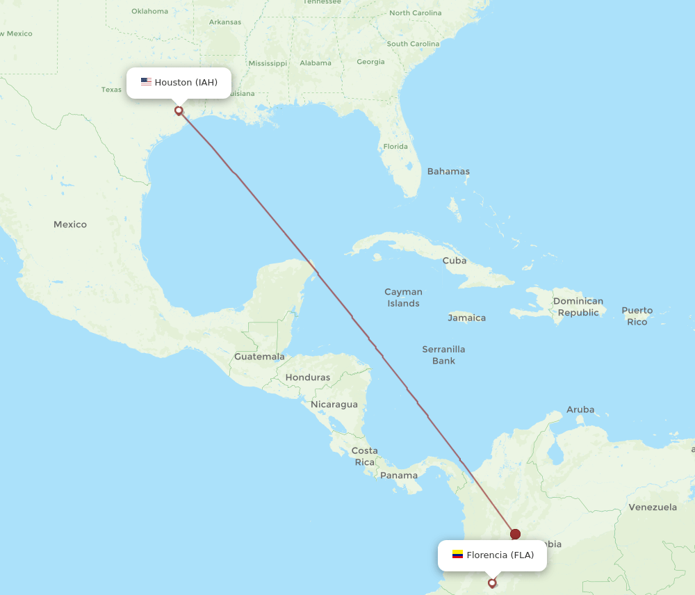 IAH-FLA flight routes