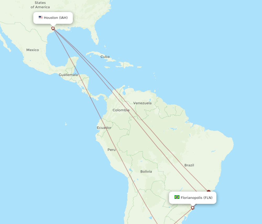 IAH to FLN flights and routes map