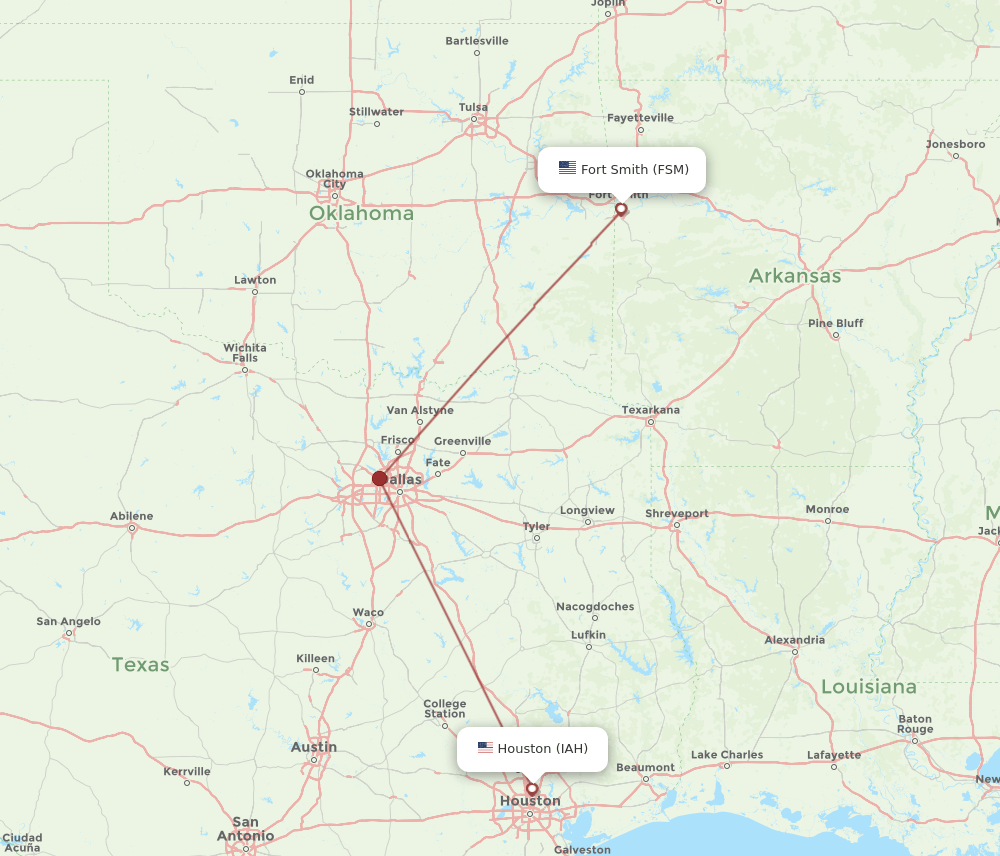 IAH-FSM flight routes