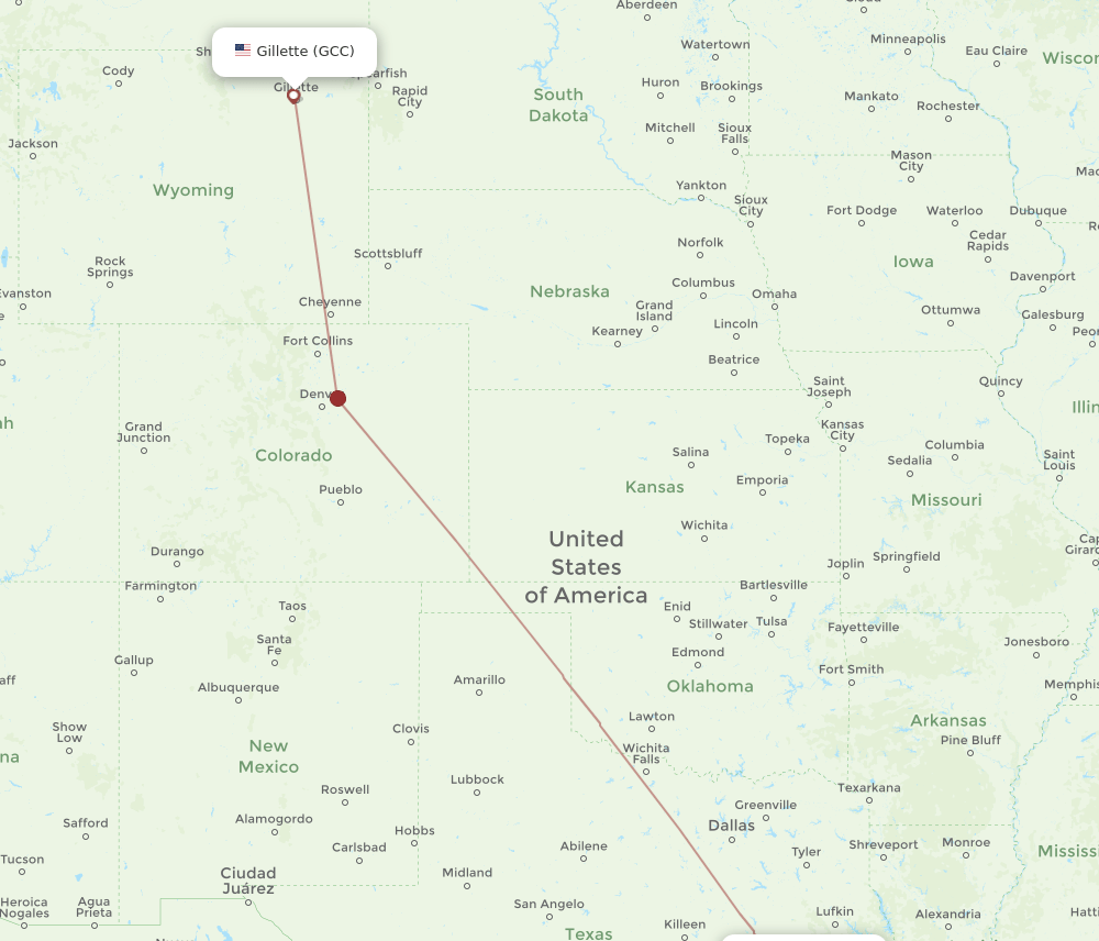 IAH to GCC flights and routes map