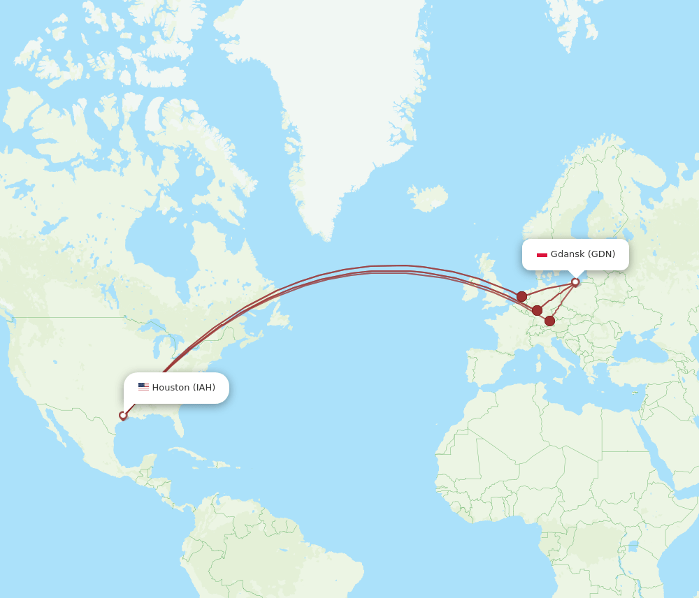 IAH-GDN flight routes
