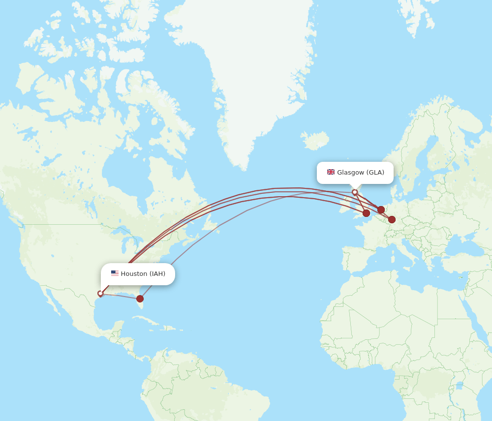 IAH-GLA flight routes