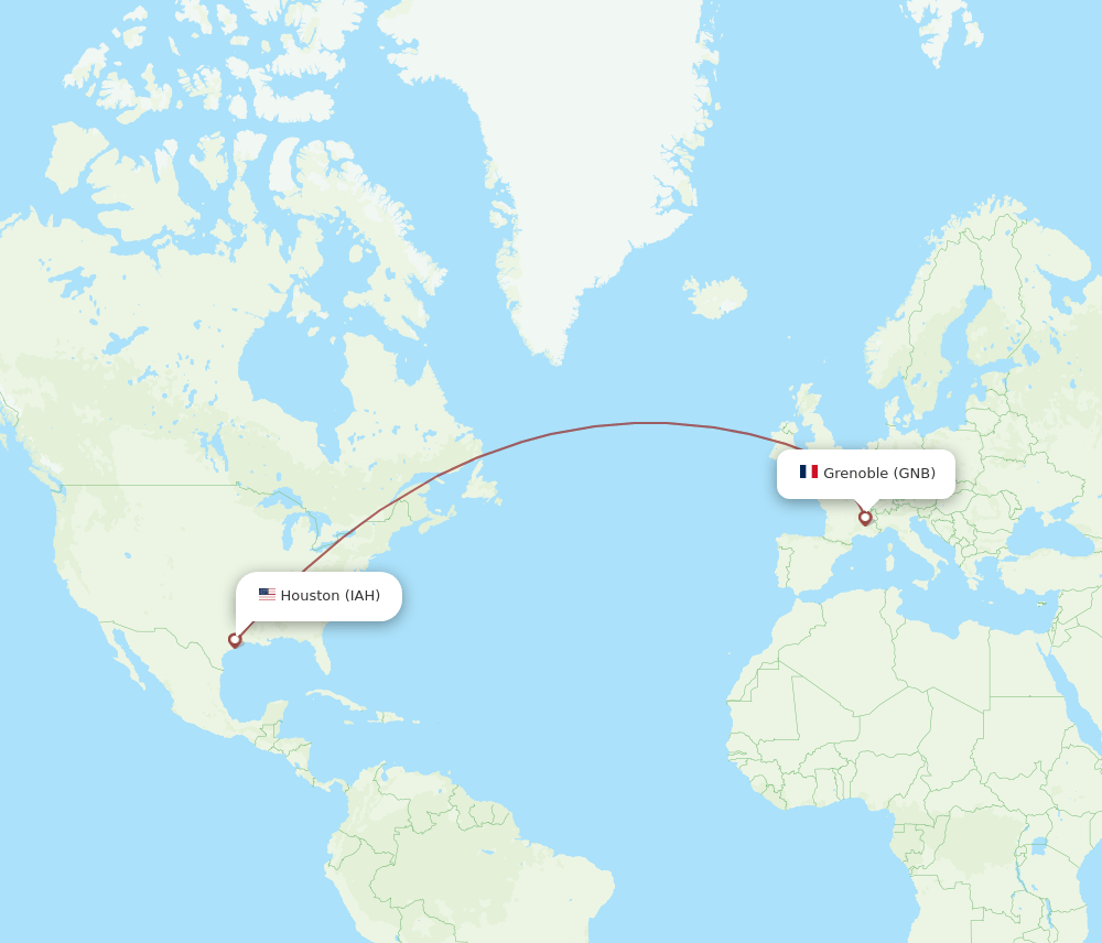 IAH-GNB flight routes