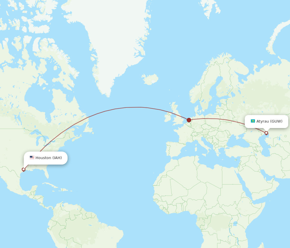 IAH-GUW flight routes