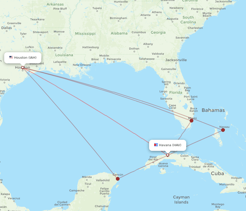 IAH-HAV flight routes