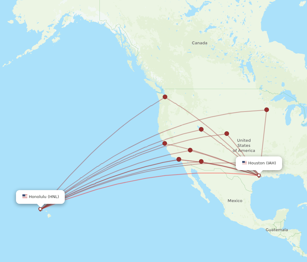 IAH-HNL flight routes