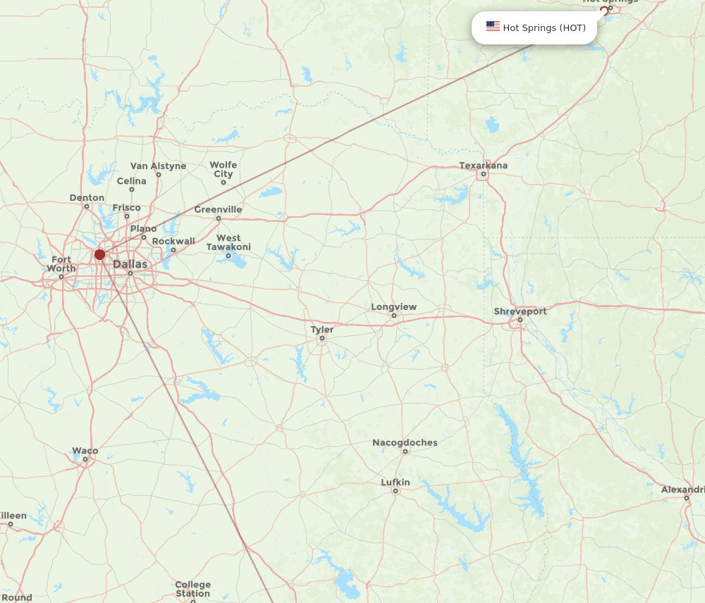 IAH-HOT flight routes