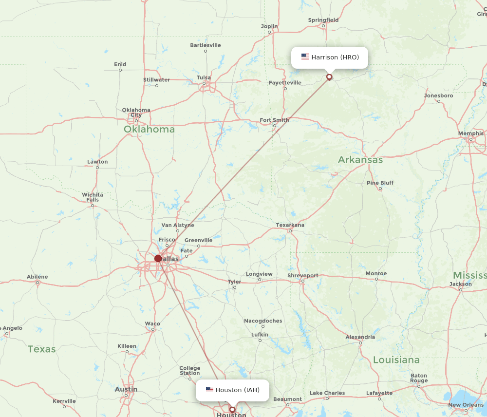 IAH-HRO flight routes