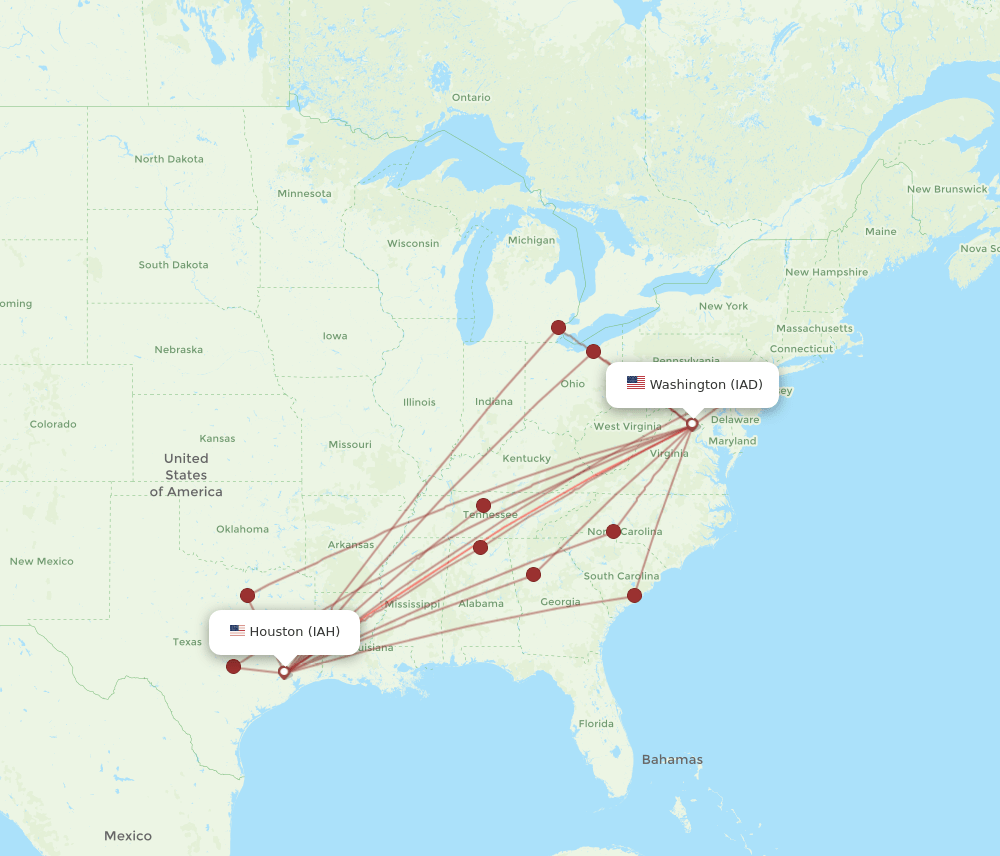 IAH-IAD flight routes