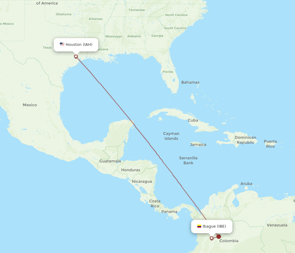 IAH-IBE flight routes