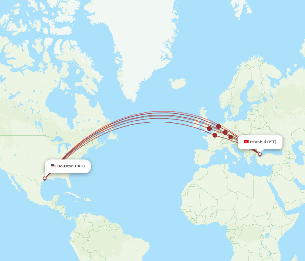 IAH-IST flight routes