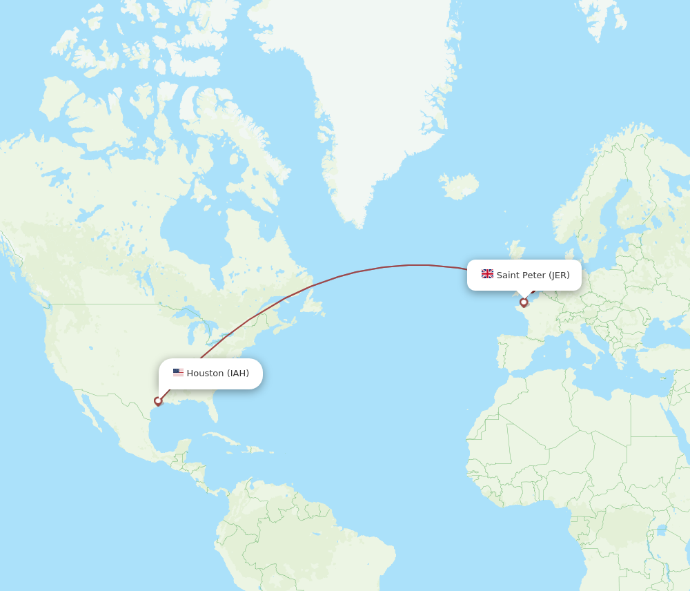 IAH to JER flights and routes map