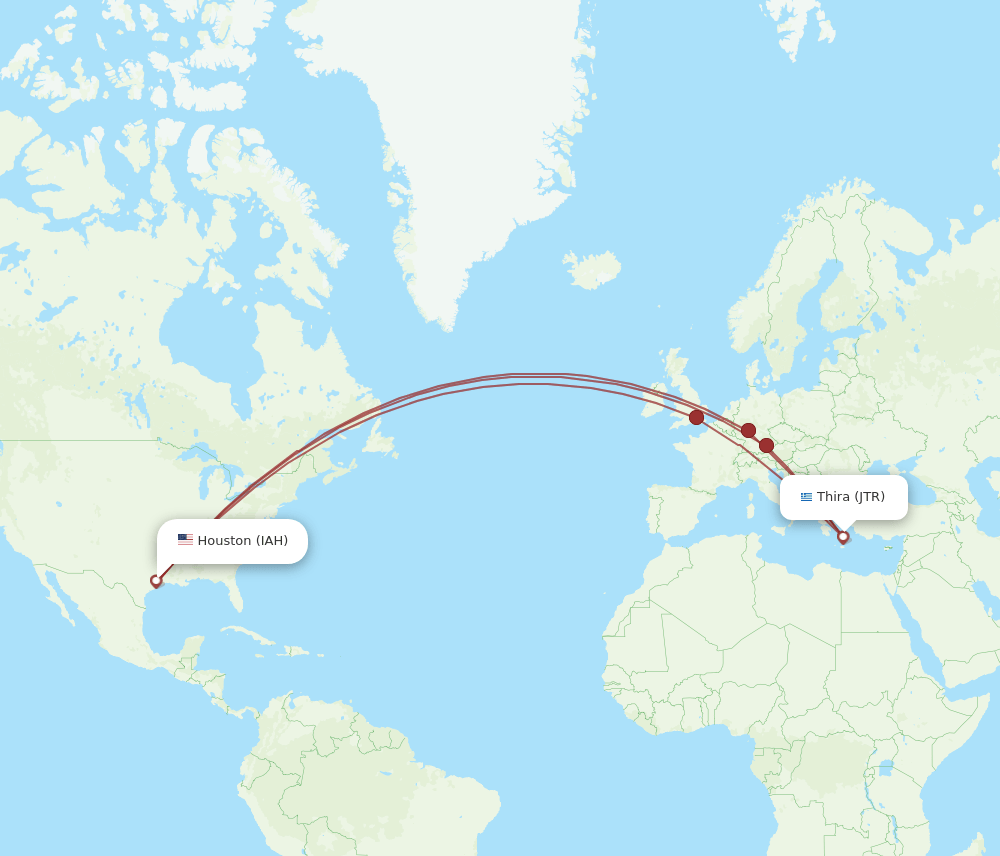IAH-JTR flight routes