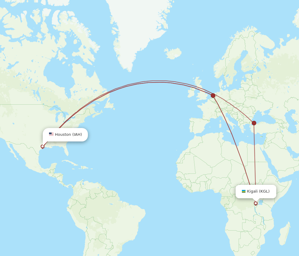IAH-KGL flight routes